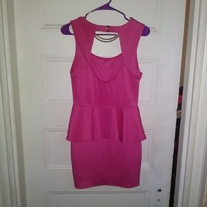 Pink Peplem Mini Dress